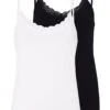 2 PackTopWhite/Black Donna T-shirt E Top EVI21D006-A11